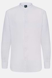 Linen Korean Collar Shirt Regular Fit, White, hi-res