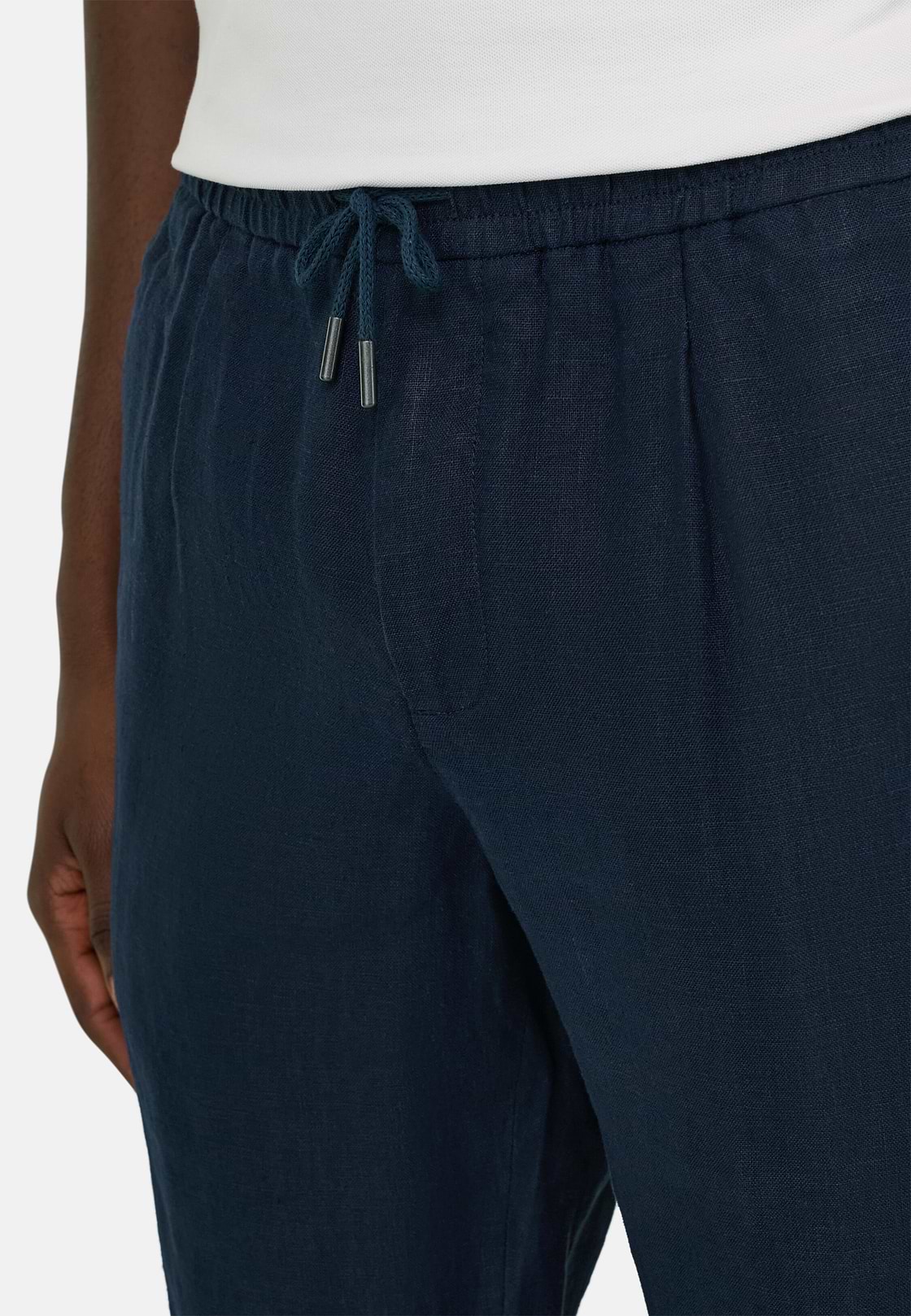 Linen Coulisse Pants, Navy blue, hi-res, 5