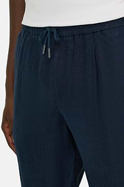 Linen Coulisse Pants, Navy blue, thumb, 5