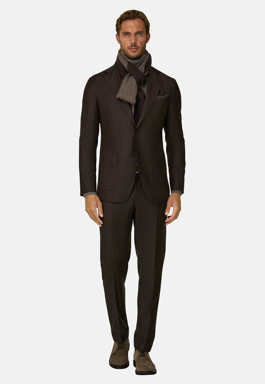 Suit in Wool Mélange, Dark brown, hi-res, 2