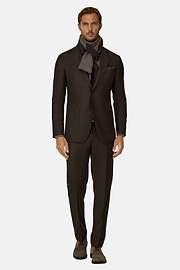 Suit in Wool Mélange, Dark brown, thumb, 2