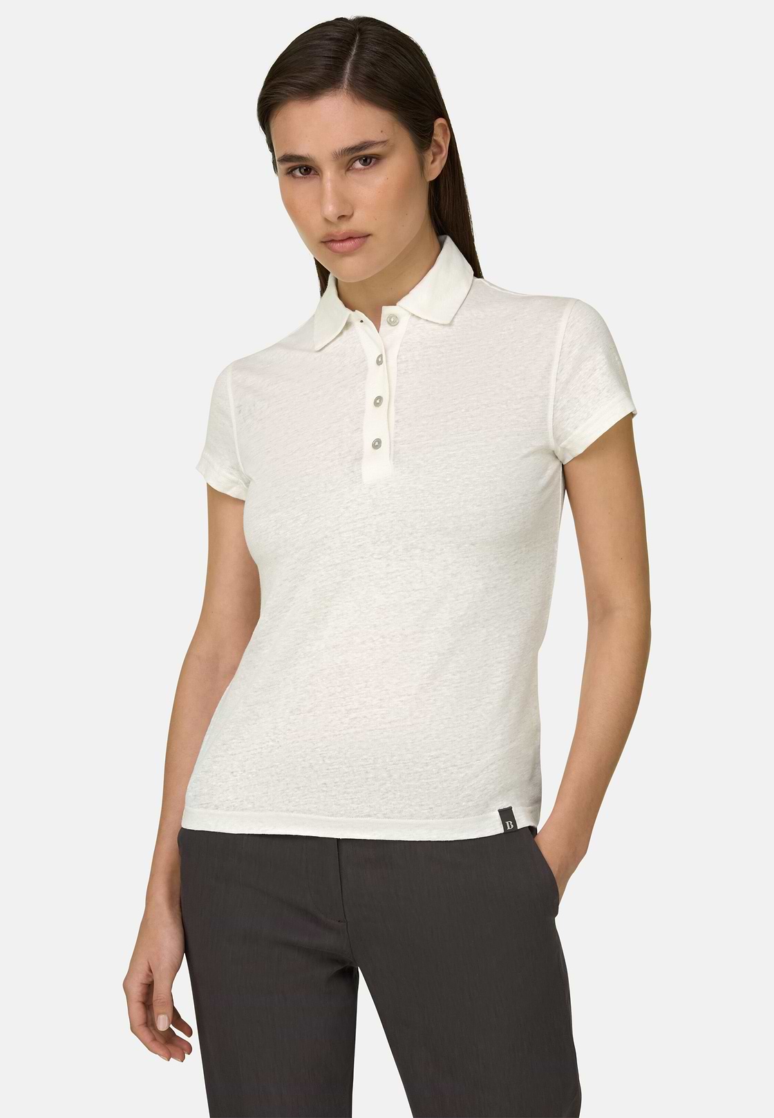 Polo en lin extensible, Blanc, hi-res, 2