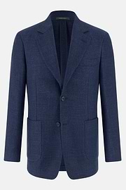 Wool, Linen and Silk Jacket, Blue, thumb, 5