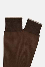 Striped Cotton Socks, Brown, hi-res