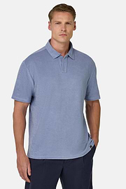 Polo En Nylon Coton, Indigo, hi-res