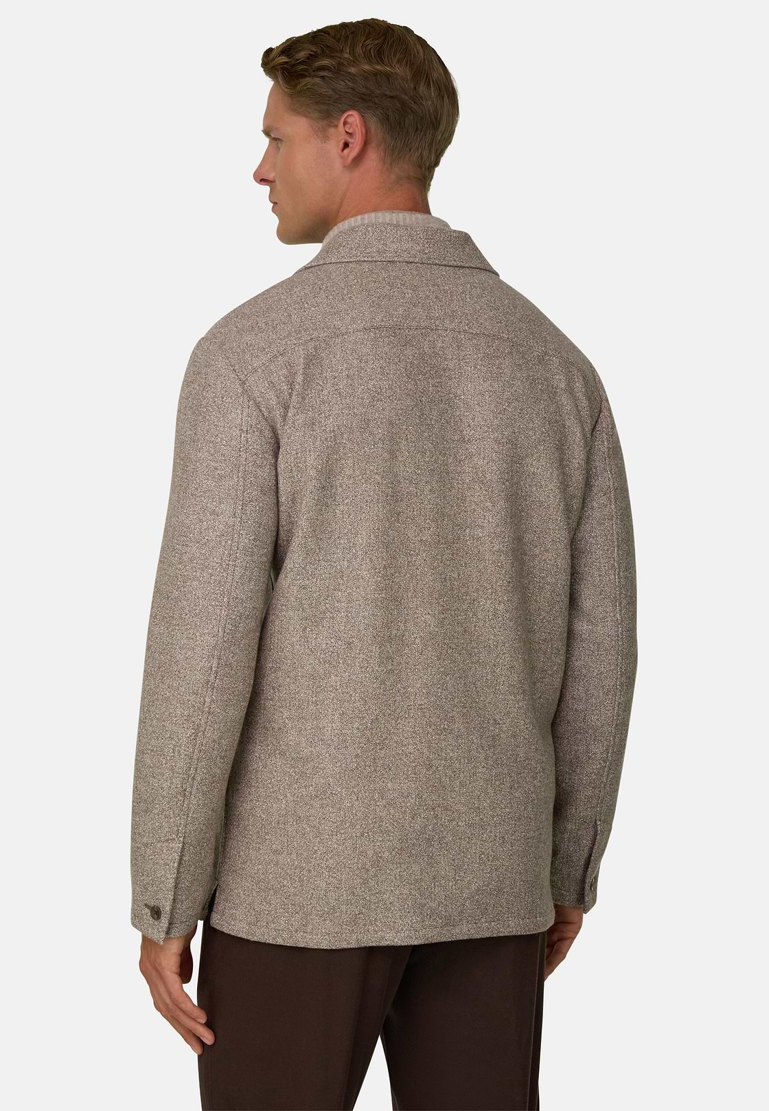 Structured Shacket in Wool Silk Cashmere, Taupe, hi-res, 4