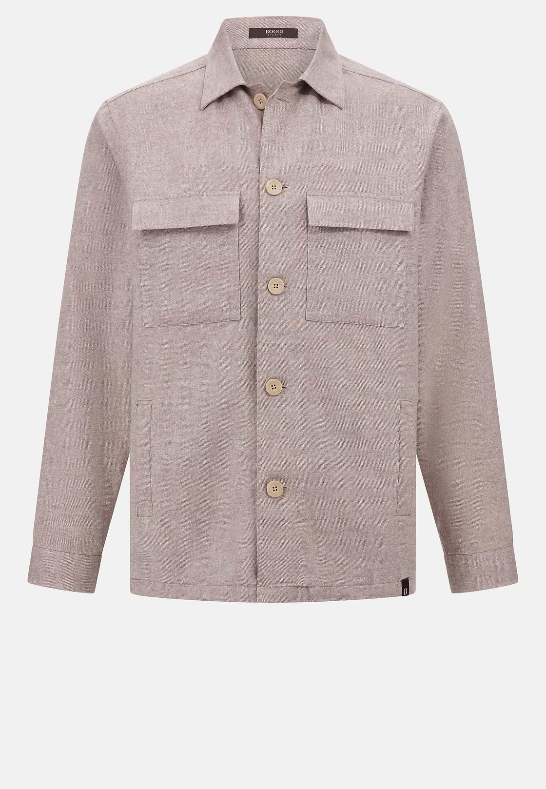 Veste Chemise Link En Coton Et Lin, Taupe, hi-res