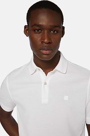 Regular Fit Cotton Pique Polo Shirt, White, hi-res