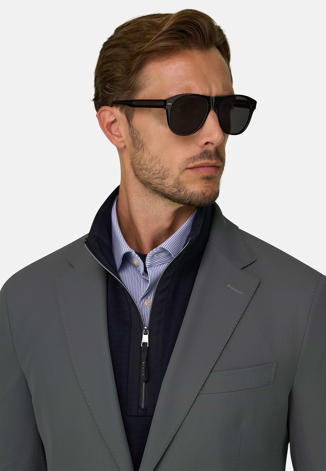 Veste en Nylon Extensible Canneté B Tech, Gris, hi-res, 3