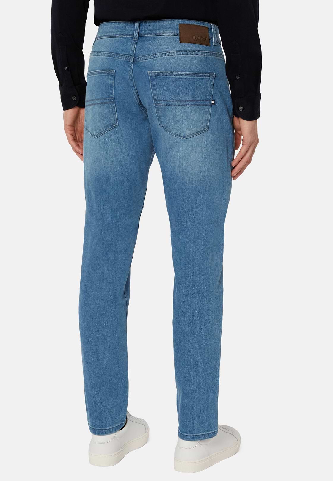 Jean En Denim Extensible Bleu À Délavage Clair, Indigo Clair, hi-res