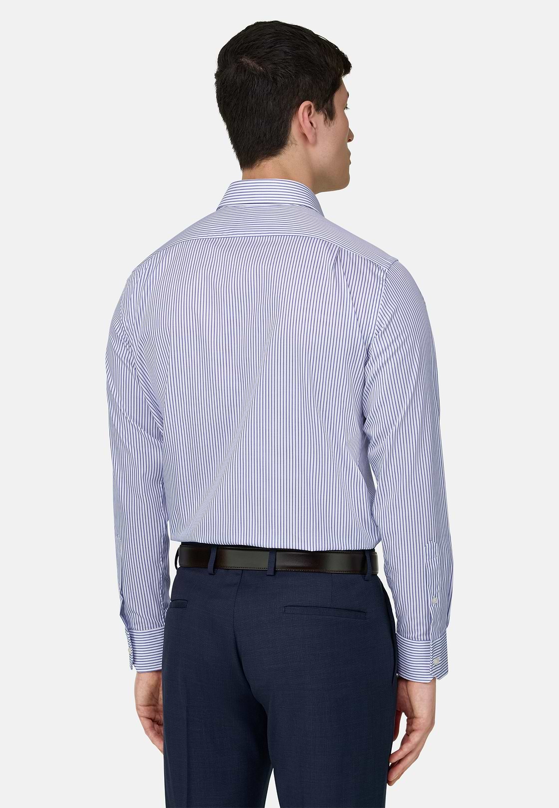 Camicia A Righe In Cotone Regular Fit, Blu, hi-res, 3