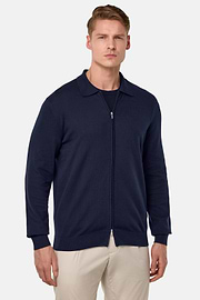 Full-Zip Cotton Jumper, Navy blue, hi-res