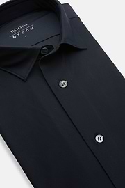 Chemise Bleu Marine En Nylon Stretch Slim Fit, bleu marine, hi-res