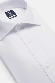 Slim Fit White Cotton Twill Shirt, White, hi-res