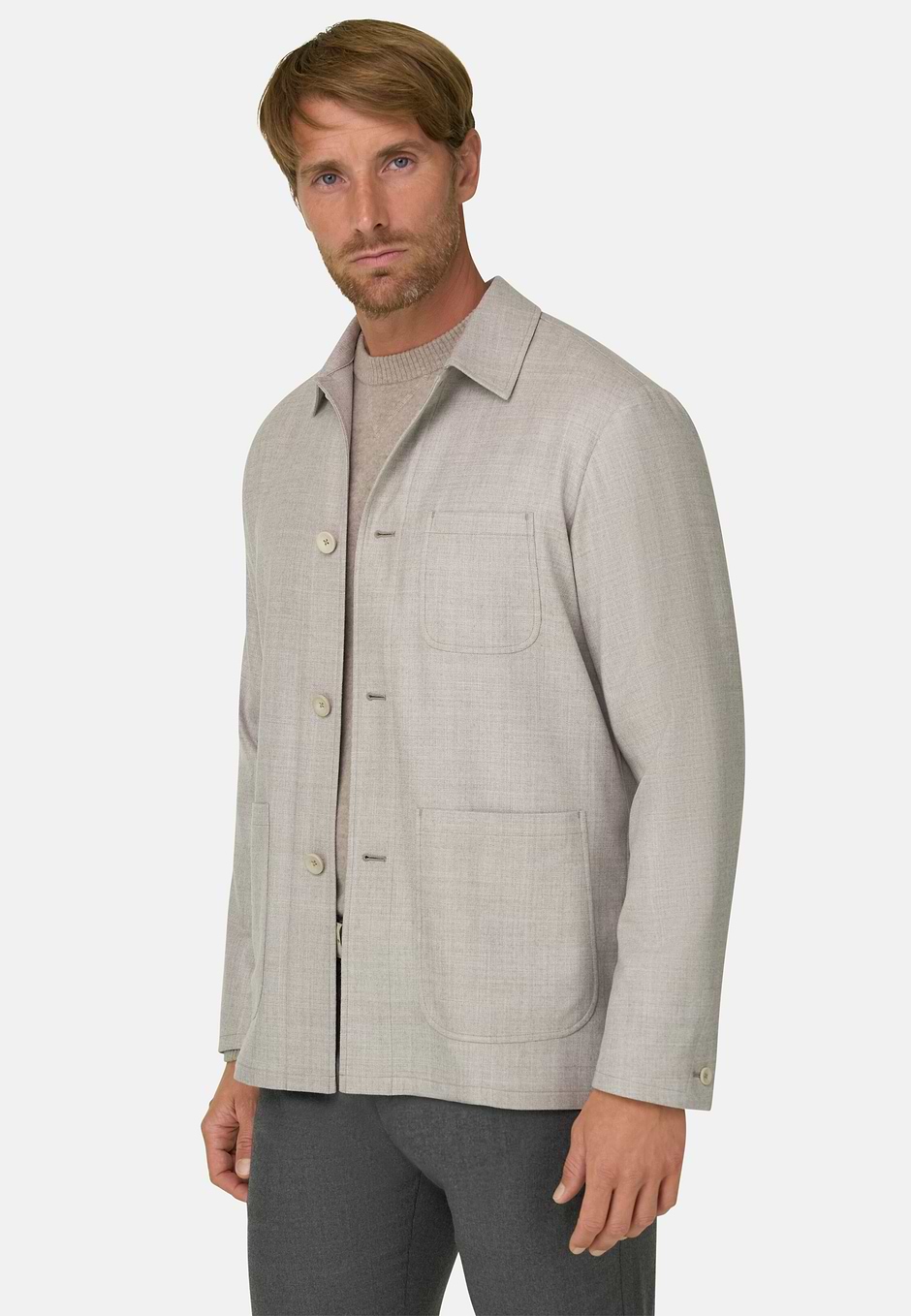 Shacket in Mélange Wool, Sand, hi-res