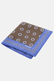 Silk Pocket Square With Medallions Pattern, Taupe, thumb, 1