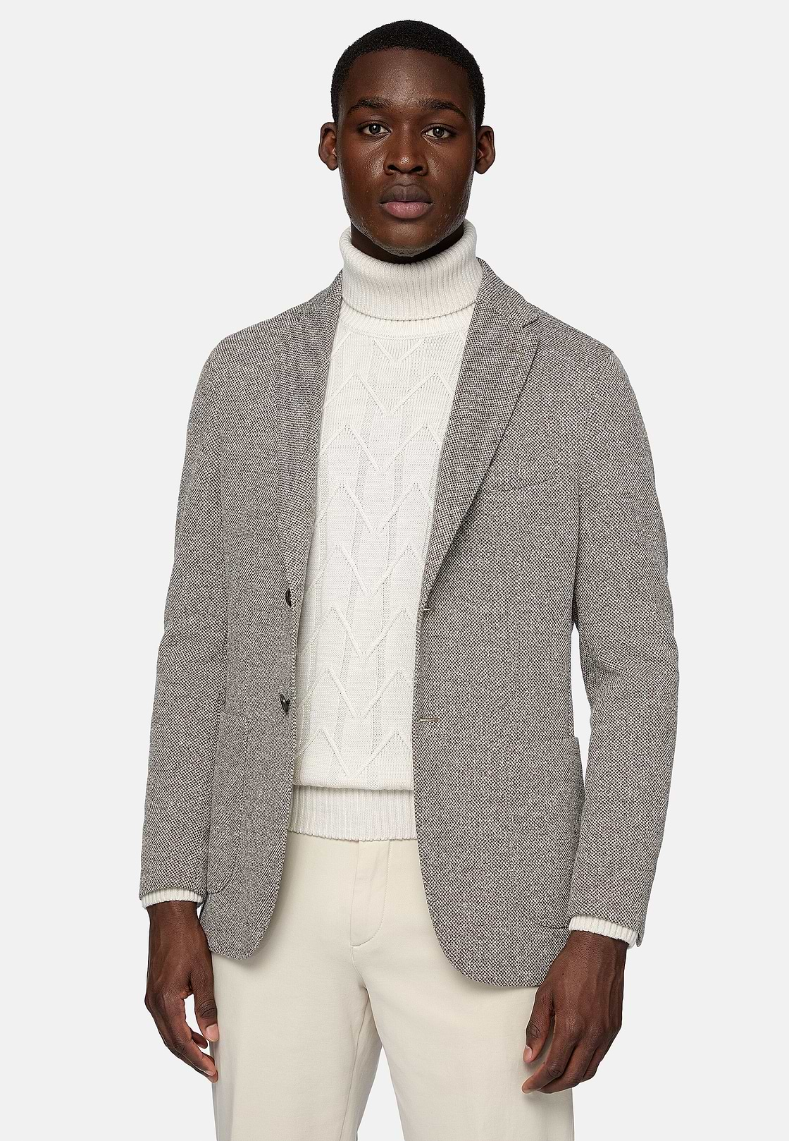 B Jersey Dove Grey Jacket In Cotton and Polyester, Taupe, hi-res