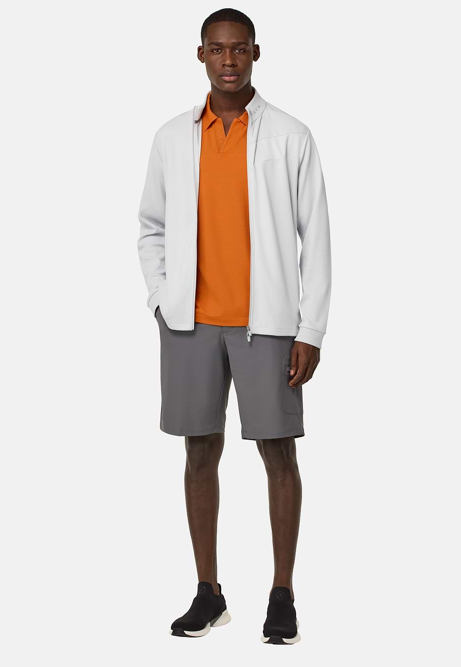 Cotton Blend Full-Zip Sweatshirt, Ice, hi-res