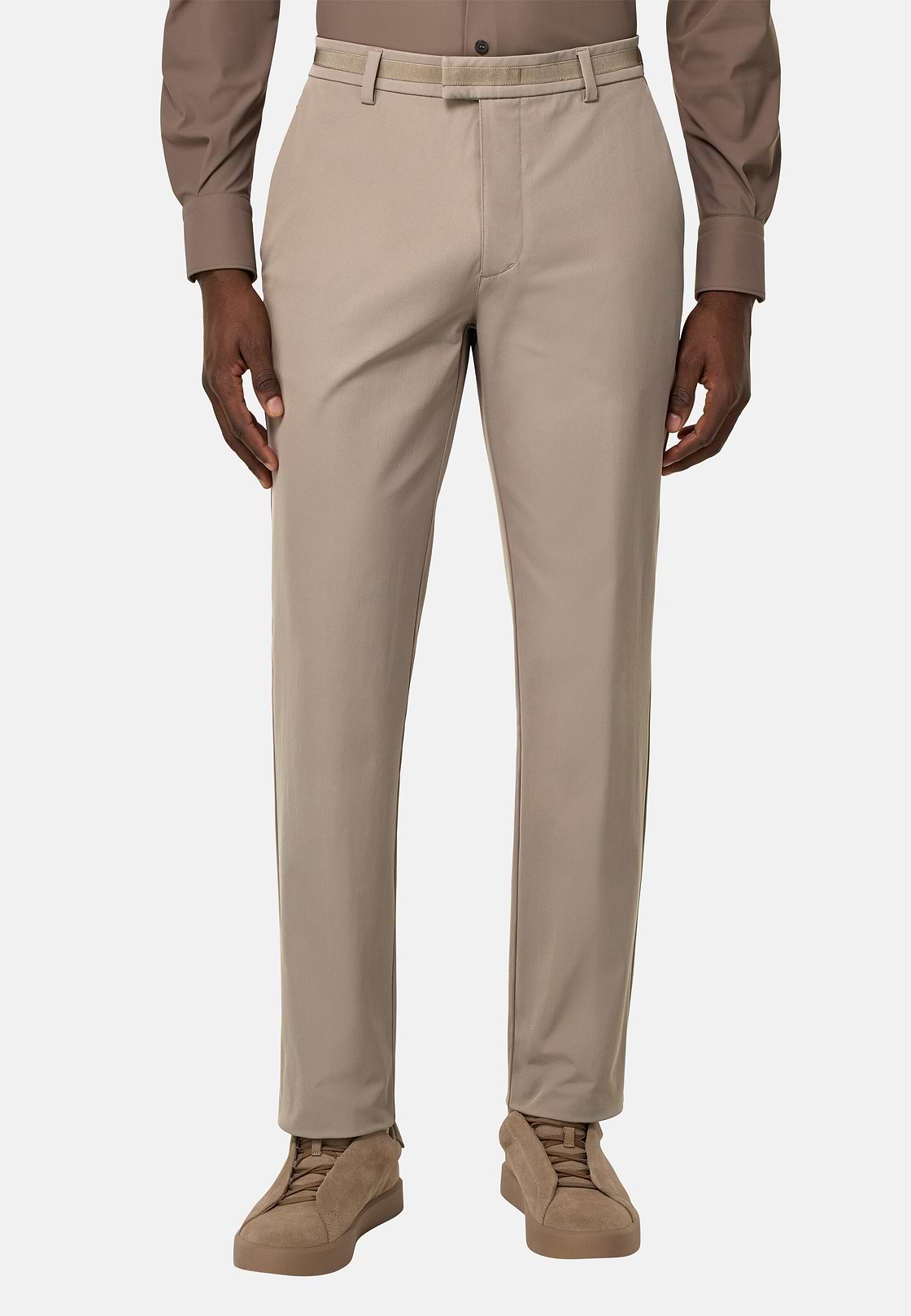 Pantaloni In Nylon Elasticizzato B Tech, Taupe, hi-res