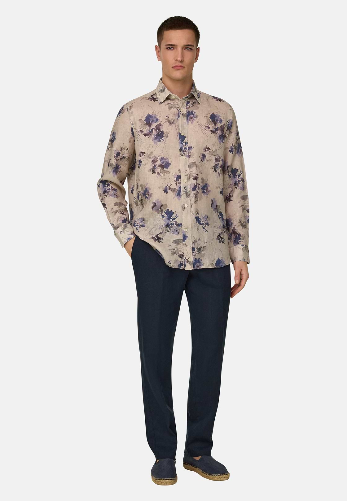 Linen Pants, Navy blue, hi-res, 3