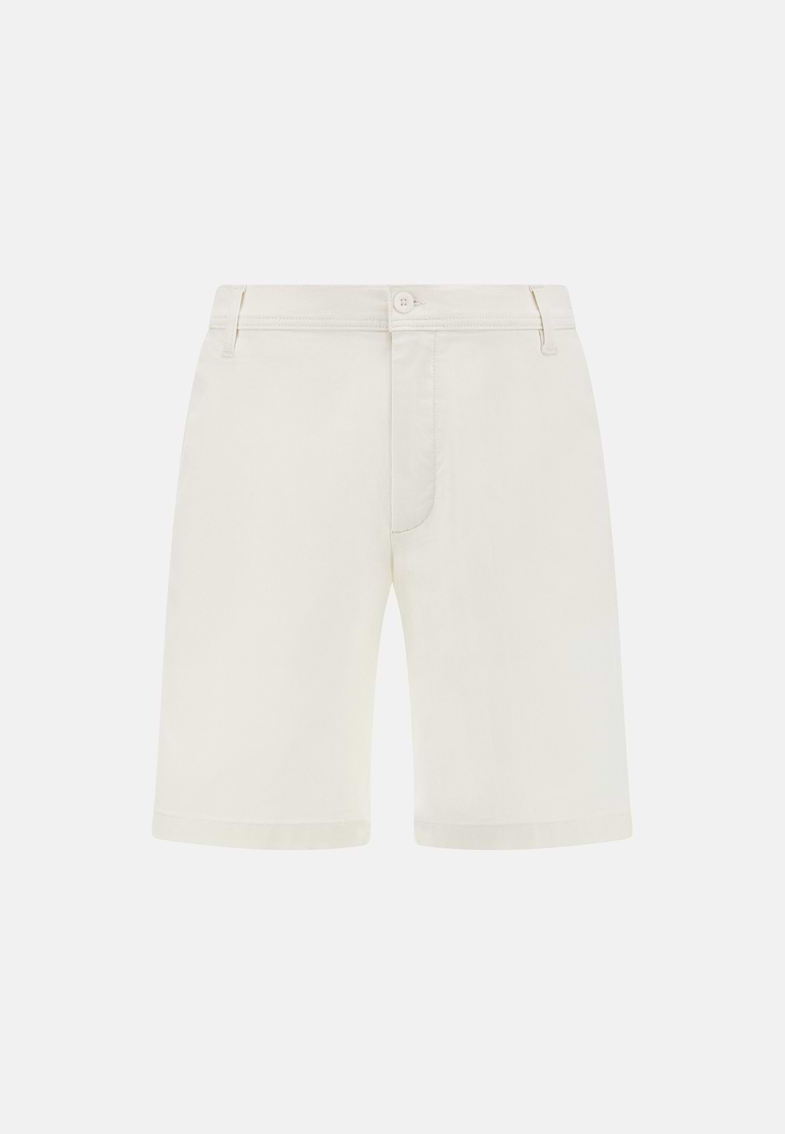 Bermuda En Coton Extensible, Blanc, hi-res
