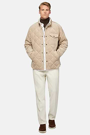 Chaqueta Bomber De Terciopelo De Algodón Acolchado, Beige, hi-res