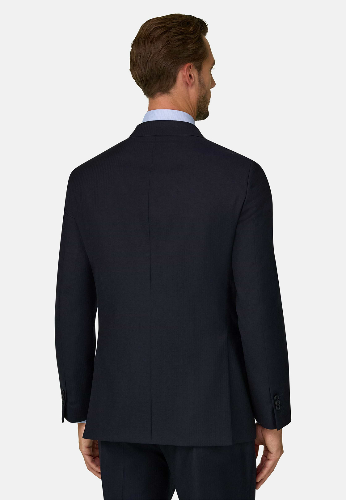 Suit Herringbone Double-Breasted 100% Wool, Navy blue, hi-res, 5