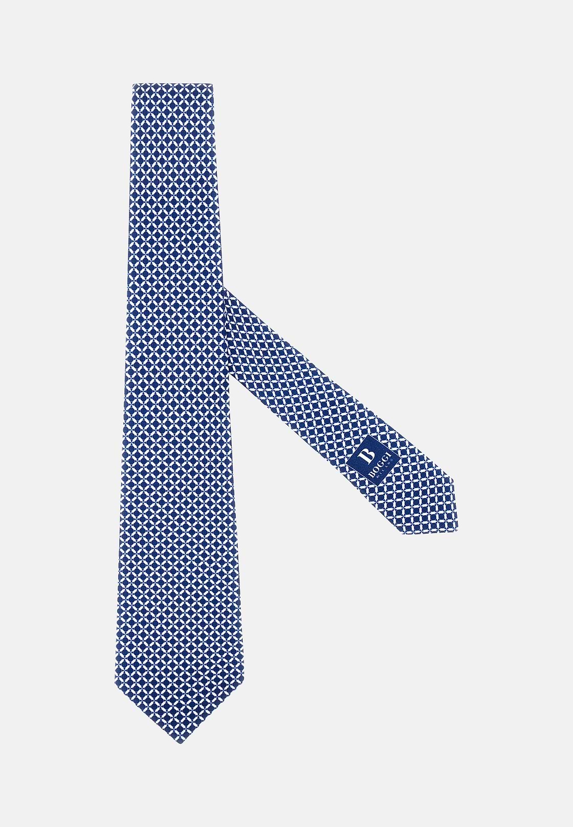 Cravate Motif Géométrique En Soie, bleu marine, hi-res