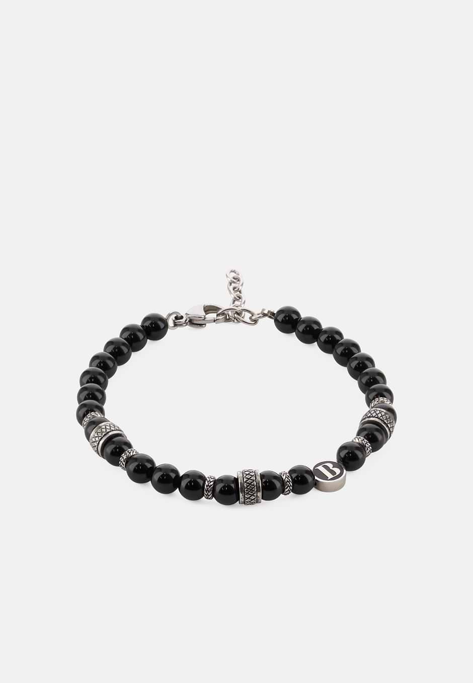 Pulsera De Acero Con Cuentas De Sodalita, Negro, hi-res