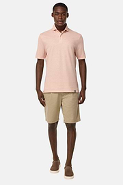 Cotton/Linen Piqué Polo Shirt, Pink, hi-res