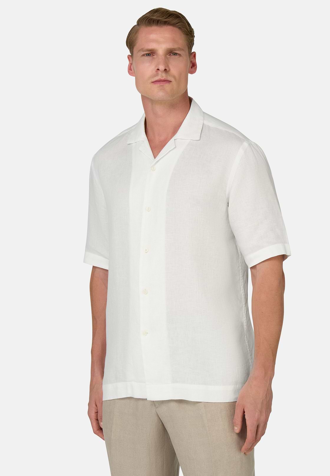 Regular Fit Linen Shirt, White, hi-res