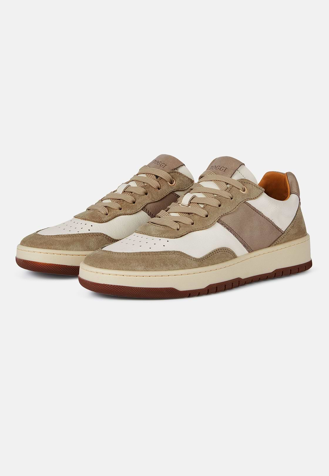 Leren sneakers, Beige, hi-res