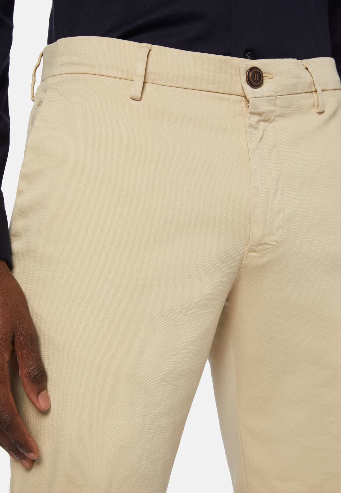 Stretch Cotton/Tencel Trousers, Sand, hi-res