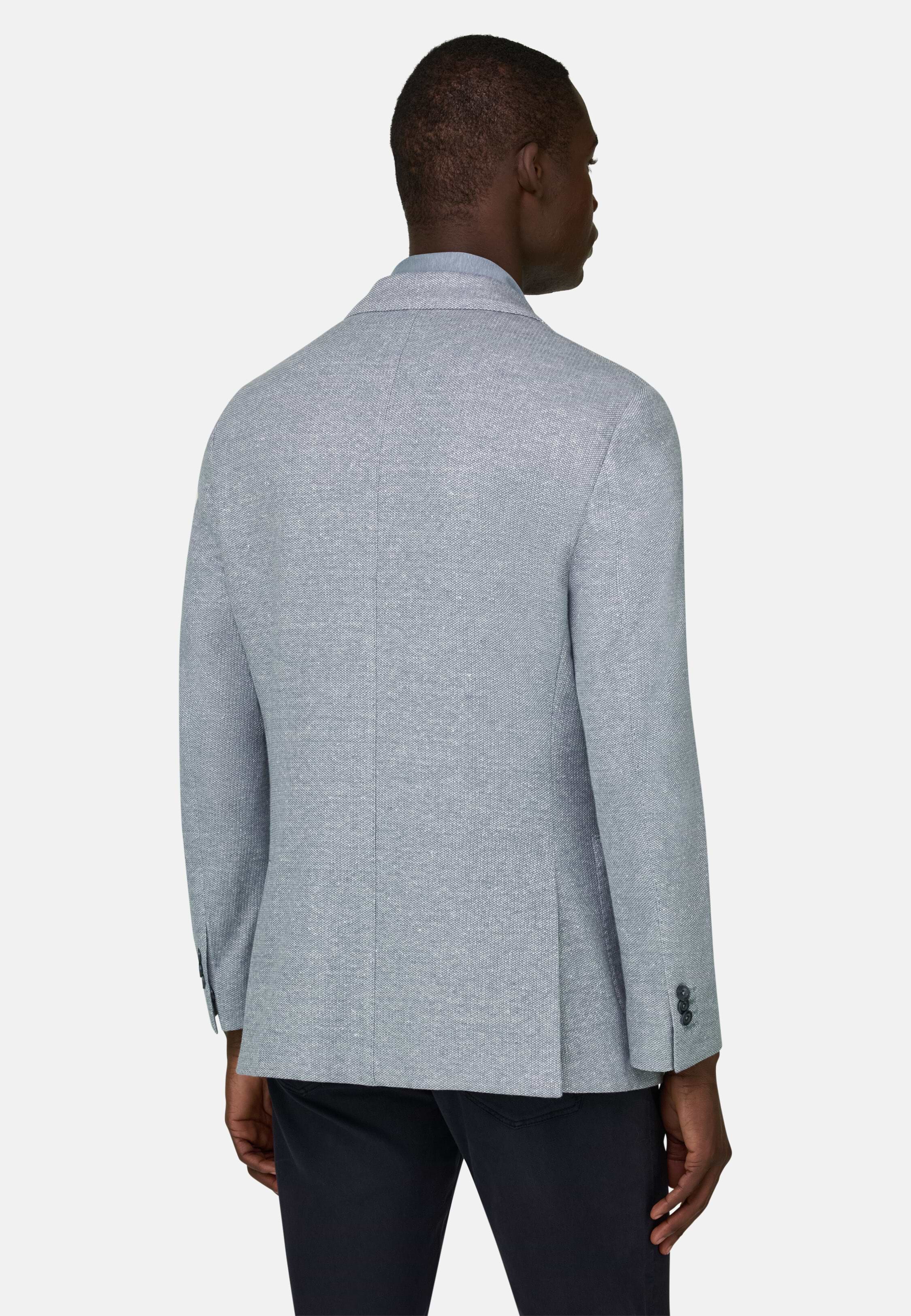 B Jersey Micro Textured Jacket in a Linen and Cotton Blend | Boggi