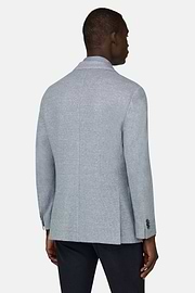 Giacca Micro Struttura In Misto Lino E Cotone B Jersey, Blu, thumb, 3