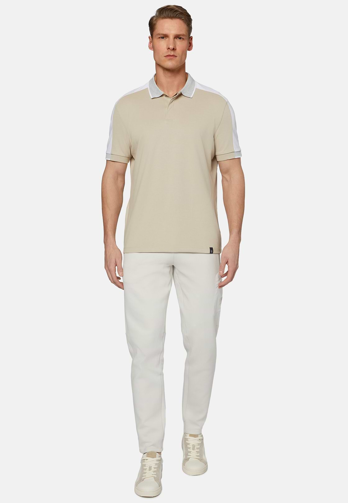 High-Performance Piqué Polo Shirt, Beige, hi-res