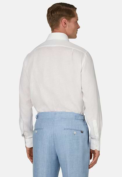 Regular Fit Linen Shirt, White, hi-res