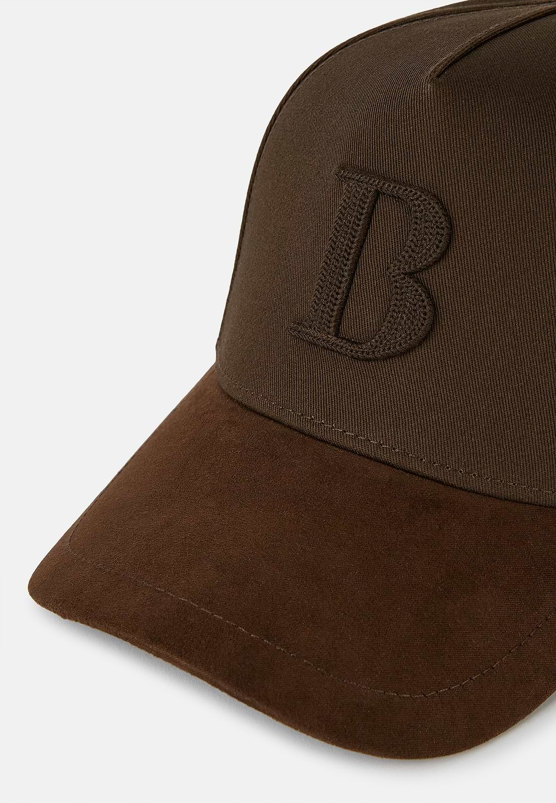 Baseball Cap With Visor And Embroidery in Cotton, Brown, hi-res