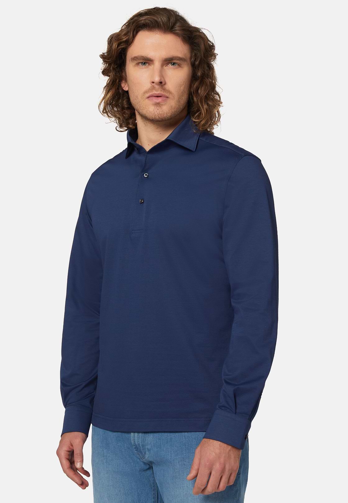 Japanese Jersey Polo Shirt, Navy blue, hi-res