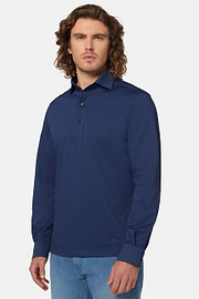 Japanese Jersey Polo Shirt, Navy blue, hi-res