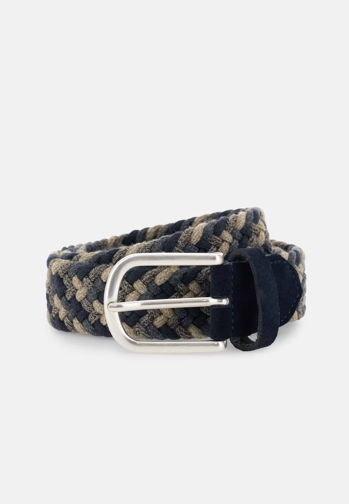 Woven Stretch Wool Blend Belt, Navy blue, hi-res, 1