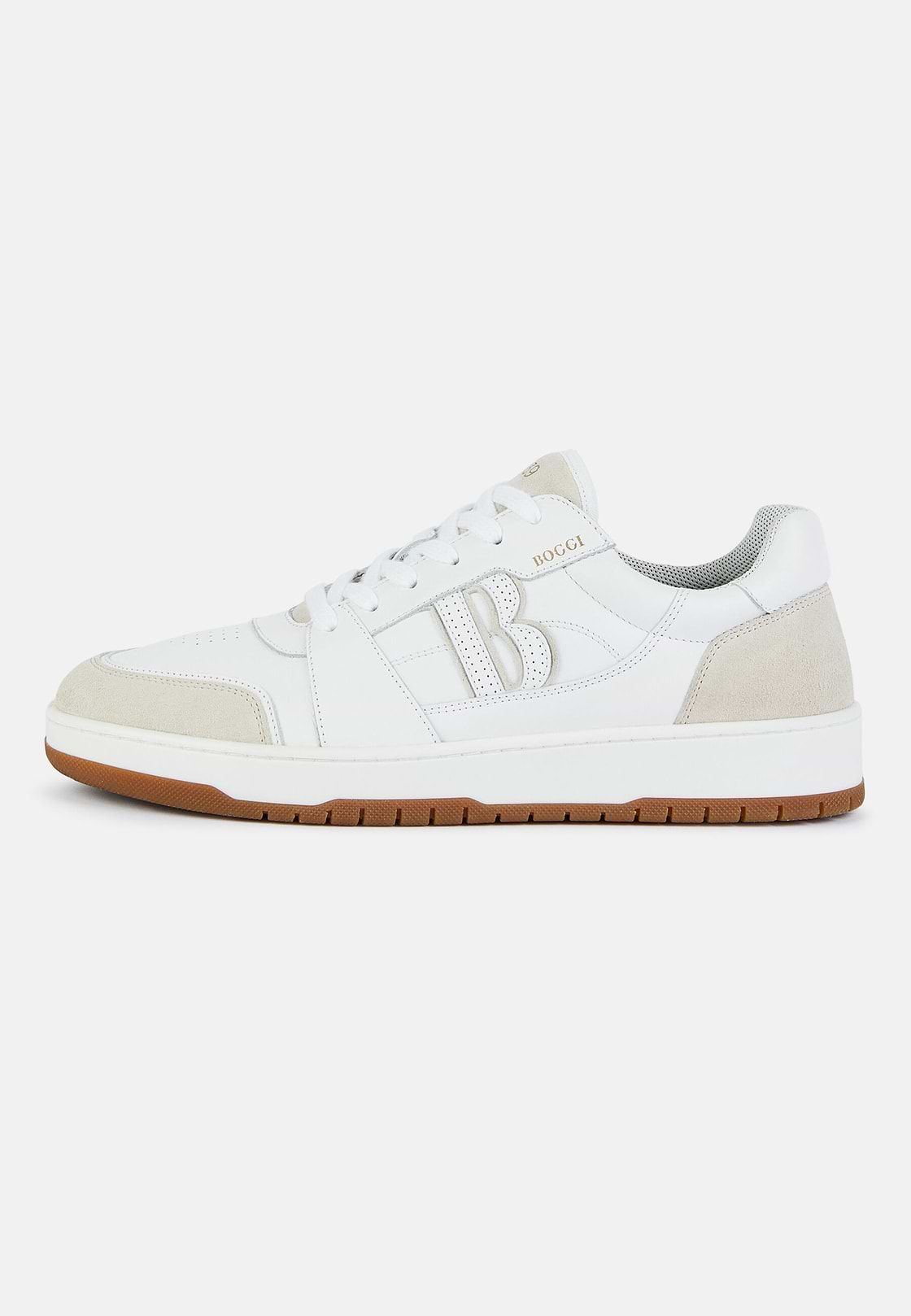 White Leather Trainers With Large Logo, White, hi-res