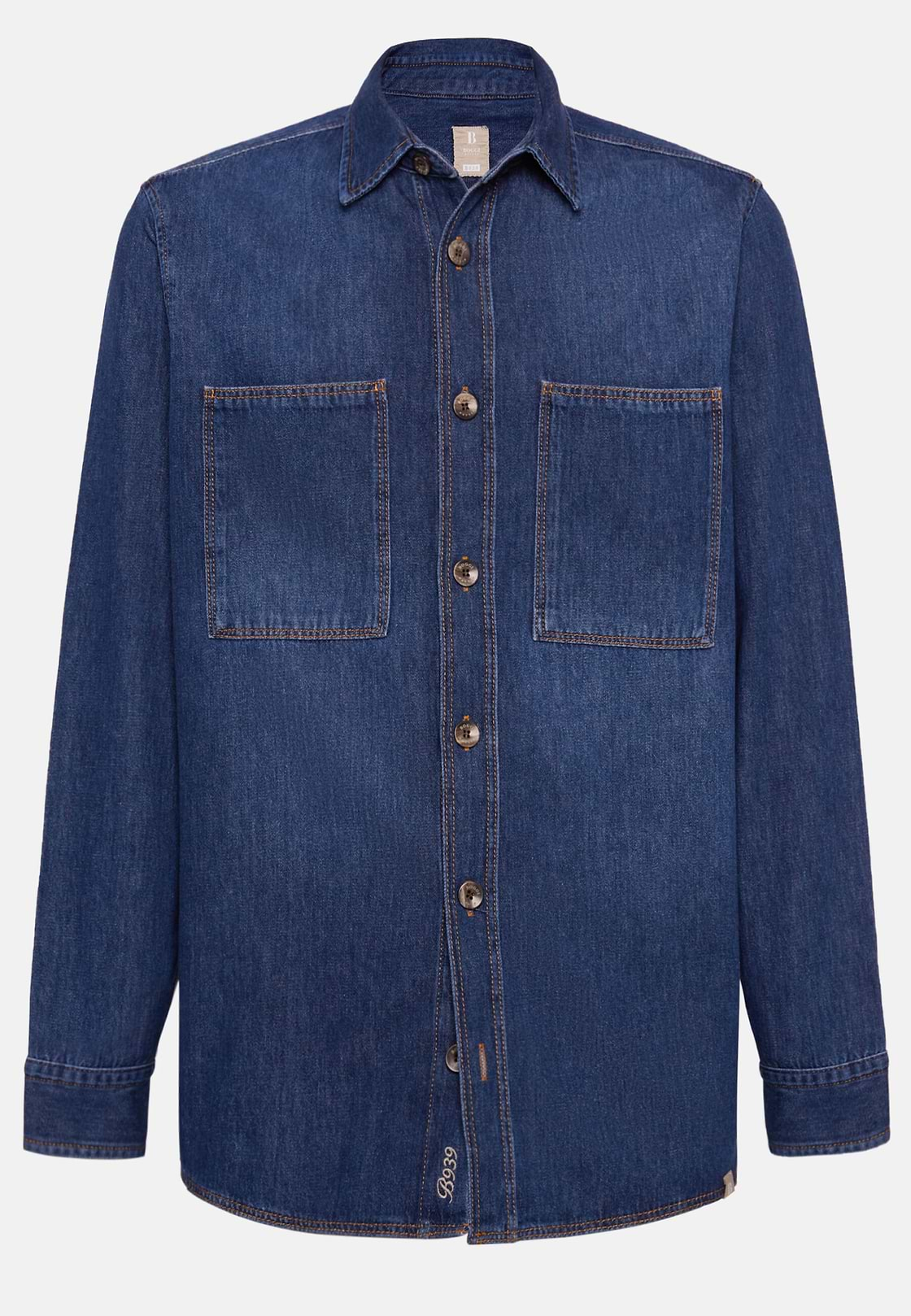 Sobrecamisa De Denim De Algodón, Azul, hi-res