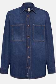 Cotton Denim Overshirt, Medium Blue, hi-res