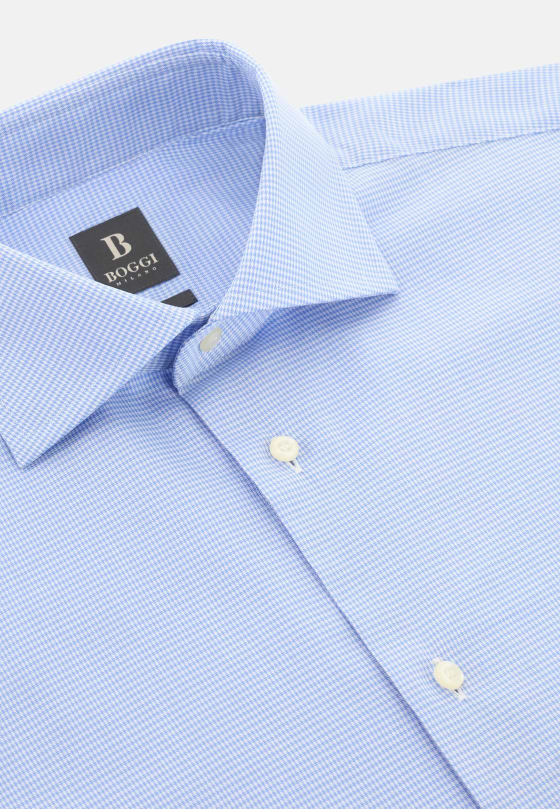 Camicia In Cotone Slim Fit, Azzurro, hi-res, 5