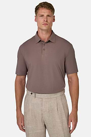 Polo Shirt In Stretch Supima Cotton, Taupe, hi-res
