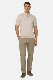 Poloshirt Aus Baumwollkrepp, Sand, thumb, 1