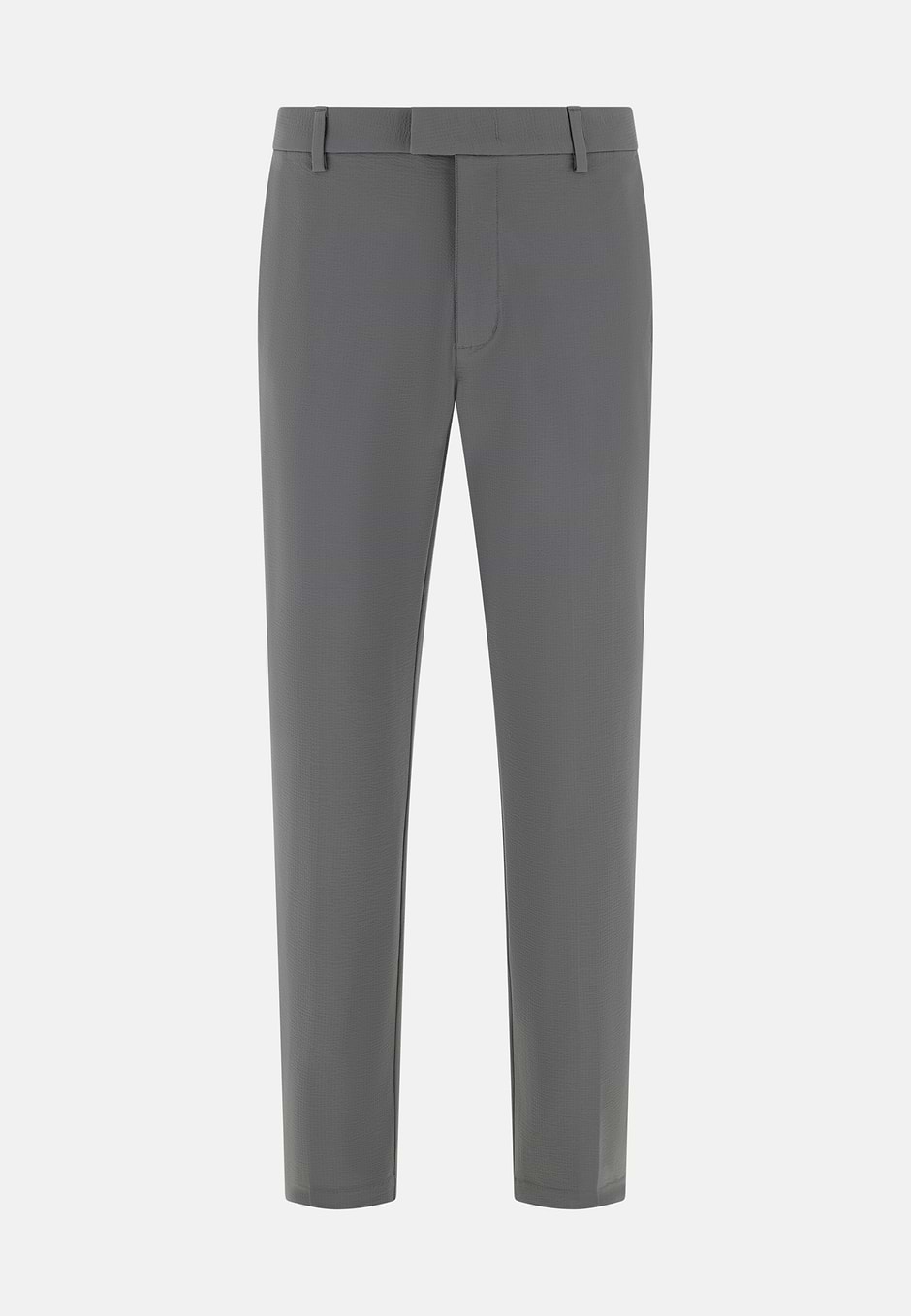 Hose Aus Elastischem Seersucker-BaumwolleNylon B T, Dunkelgrau, hi-res