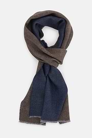 Scarf in Wool with Drill Reinforcement, Navy blue, thumb, 2