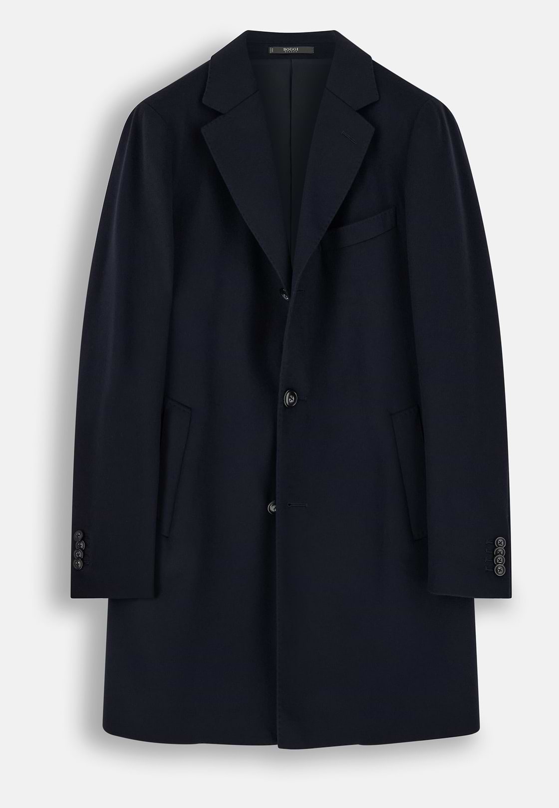 Coat in Pure Cashmere Single-Breasted, Navy blue, hi-res, 6